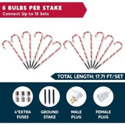 12 Piece Christmas Candy Cane Christmas Pathway Lights, 12 In. Christmas Stakes Lights -Christmas Decor Shop joyfy christmas pathway lights 30091 b fa 1000