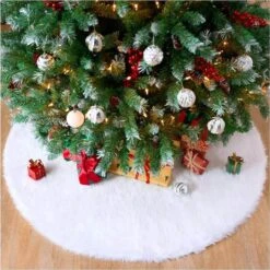 4 Ft. L White Faux Fur Christmas Tree Skirt -Christmas Decor Shop joyfy christmas tree skirts 10632 a0 1000