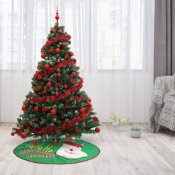 Syncfun 48 In. Green Christmas Tree Skirt With 3D Santa Design -Christmas Decor Shop joyfy christmas tree skirts 30104 44 1000