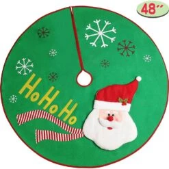 Syncfun 48 In. Green Christmas Tree Skirt With 3D Santa Design -Christmas Decor Shop joyfy christmas tree skirts 30104 76 1000