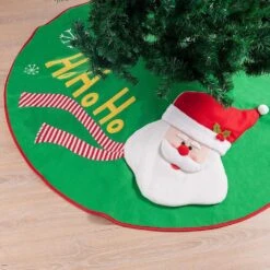 Syncfun 48 In. Green Christmas Tree Skirt With 3D Santa Design -Christmas Decor Shop joyfy christmas tree skirts 30104 c3 1000