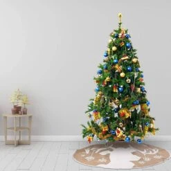 Syncfun 48 In. Burlap Christmas Tree Skirt With Reindeer Pattern -Christmas Decor Shop joyfy christmas tree skirts 30107 d4 1000