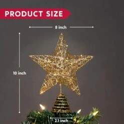 9 In Gold Glitter Star Tree Topper Metal Hallow Tree Star Lighted For Christmas Tree Decorations -Christmas Decor Shop joyfy christmas tree toppers 30356 b 4f 1000