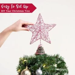9 In Christmas Tree Toppers, Battery Powered Glitter Pink Star Tree Topper Lighted With 20 LED Warm White Lights -Christmas Decor Shop joyfy christmas tree toppers 31727 b 1f 1000