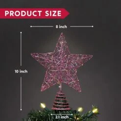 9 In Christmas Tree Toppers, Battery Powered Glitter Pink Star Tree Topper Lighted With 20 LED Warm White Lights -Christmas Decor Shop joyfy christmas tree toppers 31727 b 44 1000