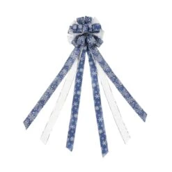 45 Inch Christmas Tree Topper Bow, Green Red White Ribbon Bow With Stripes And Dots, Large Gift Bow For Xmas Tree Topper