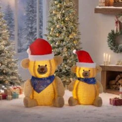 2PCS 36 In. 27 In. Lighted Plush Bear Christmas Decoration -Christmas Decor Shop karl home christmas centerpieces k1g61000520 c3 1000