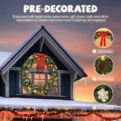 60 In. Pre-lit LED Artificial Christmas Garland With Red Bow -Christmas Decor Shop karl home christmas garland 326121641718 76 1000