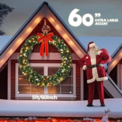 60 In. Pre-lit LED Artificial Christmas Garland With Red Bow -Christmas Decor Shop karl home christmas garland 326121641718 fa 1000