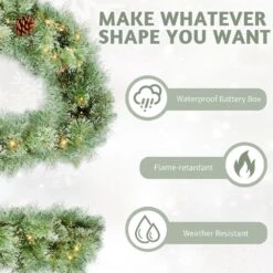 2 Pack 9 Ft. Pre-lit PVC Snow Flocked Christmas Garland With 200 Warm Lights And Red Berrie -Christmas Decor Shop karl home christmas garland k1g61000499 44 1000