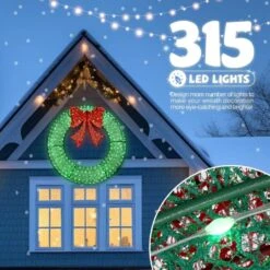 4 Ft. Green Pre-lit LED Outdoor Large Wreath Artificial Christmas Garland With Red Bows 9 4 Ft. Green Pre-lit LED Outdoor Large Wreath Artificial Christmas Garland With Red Bows -Christmas Decor Shop karl home christmas garland k2g61000060 c3 1000