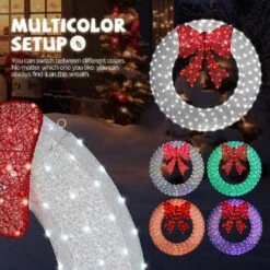 4 Ft. White Pre-lit LED Outdoor Large Wreath Artificial Christmas Garland With Red Bows 10 4 Ft. White Pre-lit LED Outdoor Large Wreath Artificial Christmas Garland With Red Bows -Christmas Decor Shop karl home christmas garland k2g61000063 4f 1000