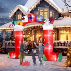 9 Ft. X 10.9 Ft. Sock Arch Christmas Inflatable With LED Lights -Christmas Decor Shop karl home christmas inflatables 278853472149 44 1000