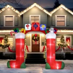 9 Ft. X 10.9 Ft. Sock Arch Christmas Inflatable With LED Lights