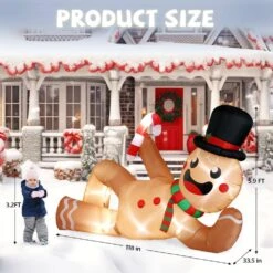 9.8 Ft. X 5.9 Ft. Pre-lit Lying Gingerbread Man Christmas Inflatable With Stakes -Christmas Decor Shop karl home christmas inflatables k1g61000242 4f 1000