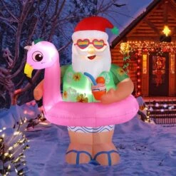 5.9 Ft. X 4.26 Ft. Pre-lit Santa Claus Christmas Inflatable With Swim Ring 10 5.9 Ft. X 4.26 Ft. Pre-lit Santa Claus Christmas Inflatable With Swim Ring -Christmas Decor Shop karl home christmas inflatables k1g61000248 1f 1000