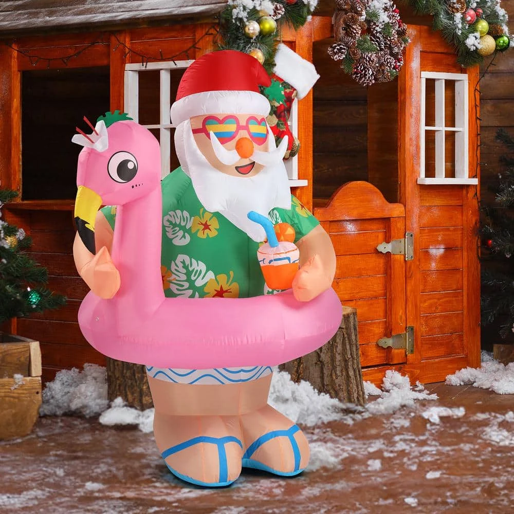 5.9 Ft. X 4.26 Ft. Pre-lit Santa Claus Christmas Inflatable With Swim Ring 7 5.9 Ft. X 4.26 Ft. Pre-lit Santa Claus Christmas Inflatable With Swim Ring - Image 5