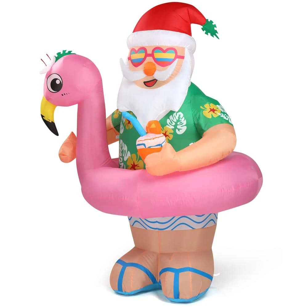 5.9 Ft. X 4.26 Ft. Pre-lit Santa Claus Christmas Inflatable With Swim Ring 5 5.9 Ft. X 4.26 Ft. Pre-lit Santa Claus Christmas Inflatable With Swim Ring - Image 3