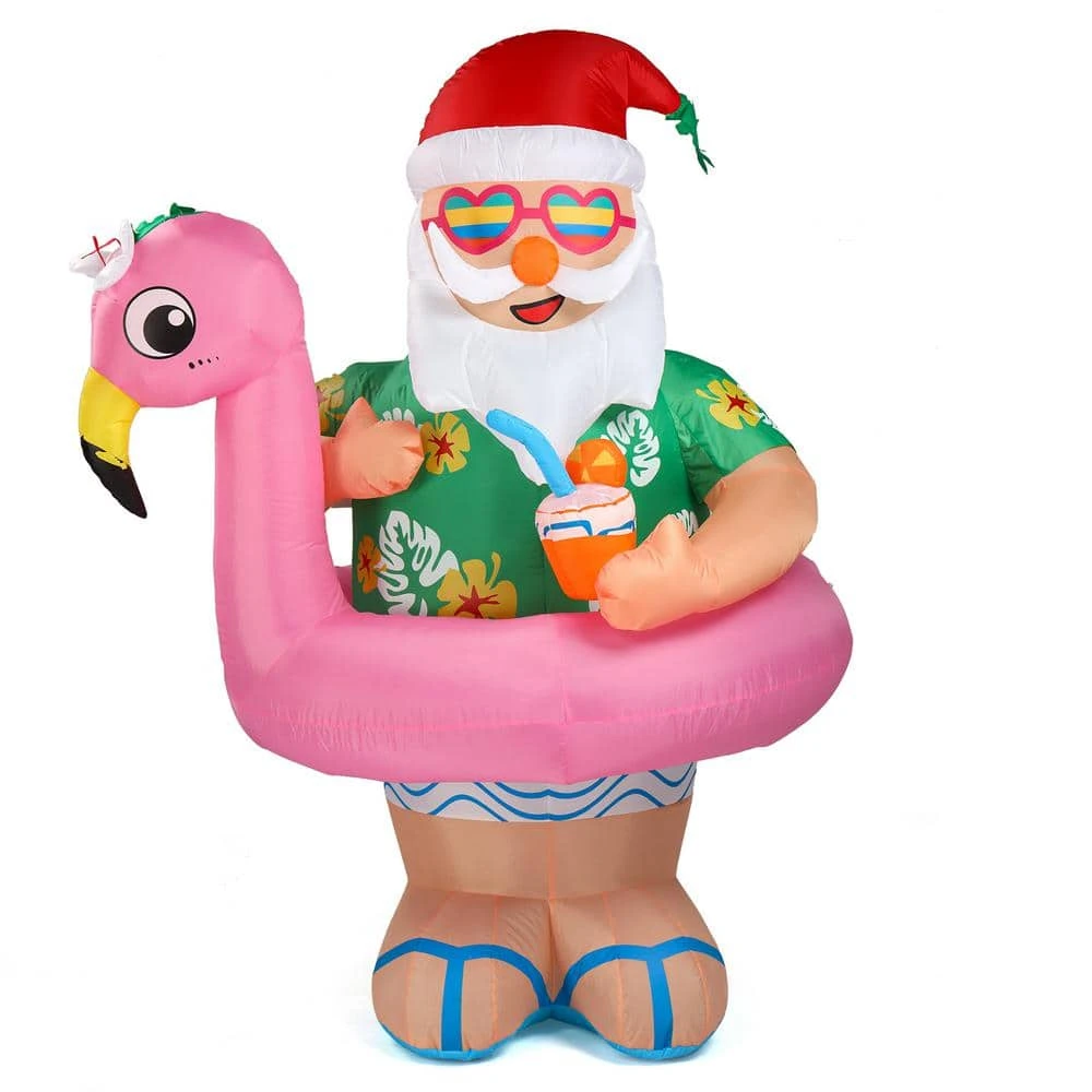5.9 Ft. X 4.26 Ft. Pre-lit Santa Claus Christmas Inflatable With Swim Ring 3 5.9 Ft. X 4.26 Ft. Pre-lit Santa Claus Christmas Inflatable With Swim Ring