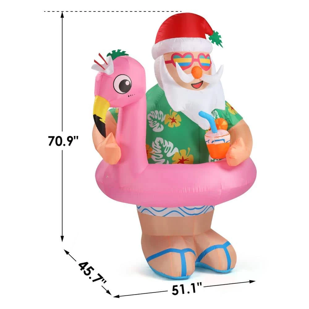 5.9 Ft. X 4.26 Ft. Pre-lit Santa Claus Christmas Inflatable With Swim Ring 4 5.9 Ft. X 4.26 Ft. Pre-lit Santa Claus Christmas Inflatable With Swim Ring - Image 2