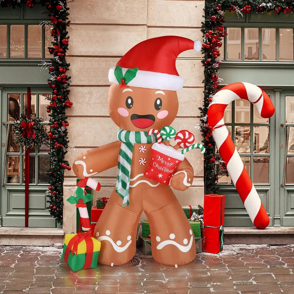 4.6 Ft.W X 7.9 Ft. H Pre-lit Gingerbread Man Christmas Inflatable With LED Lights 7 4.6 Ft.W X 7.9 Ft. H Pre-lit Gingerbread Man Christmas Inflatable With LED Lights - Image 5