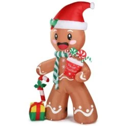 4.6 Ft.W X 7.9 Ft. H Pre-lit Gingerbread Man Christmas Inflatable With LED Lights