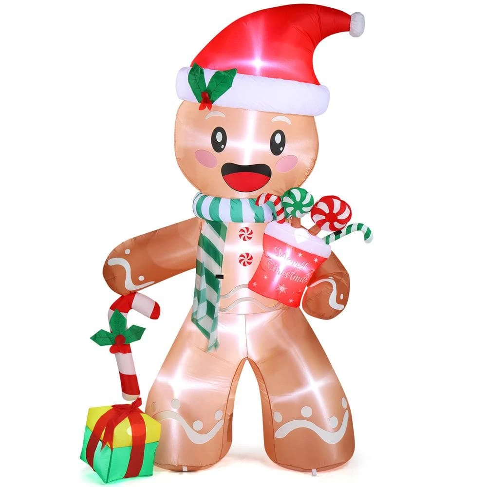 4.6 Ft.W X 7.9 Ft. H Pre-lit Gingerbread Man Christmas Inflatable With LED Lights 6 4.6 Ft.W X 7.9 Ft. H Pre-lit Gingerbread Man Christmas Inflatable With LED Lights - Image 4