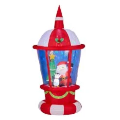 7.3 Ft. X 3.4 Ft. Lighted Lighthouse With Santa And Penguin Christmas Inflatable