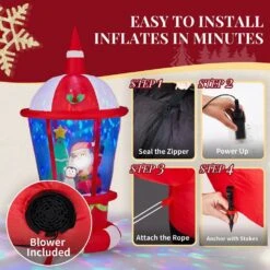 7.3 Ft. X 3.4 Ft. Lighted Lighthouse With Santa And Penguin Christmas Inflatable -Christmas Decor Shop karl home christmas inflatables k1g61000455 fa 1000