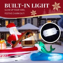 4.4 Ft. X 9.8 Ft. Pre-lit Santa Fishing On Yacht Christmas Inflatable -Christmas Decor Shop karl home christmas inflatables k1g61000603 76 1000