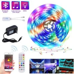 16.4 Ft. LED Auto-Sensing Colorful Lights Strip With 24-Button Remote Control -Christmas Decor Shop karl home christmas string lights 605016573243 c3 1000