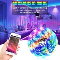 16.4 Ft. LED Auto-Sensing Colorful Lights Strip With 24-Button Remote Control -Christmas Decor Shop karl home christmas string lights 605016573243 fa 1000