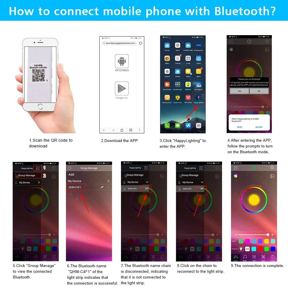 16.4 Ft. LED Colorful Lights Auto-Sensing Strip Lights With 24-Key Remote Control (2-Pack) 5 16.4 Ft. LED Colorful Lights Auto-Sensing Strip Lights With 24-Key Remote Control (2-Pack) - Image 3