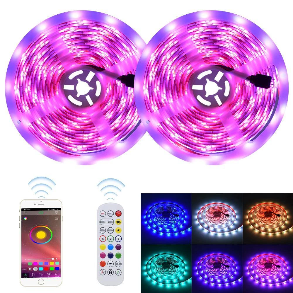 16.4 Ft. LED Colorful Lights Auto-Sensing Strip Lights With 24-Key Remote Control (2-Pack) 4 16.4 Ft. LED Colorful Lights Auto-Sensing Strip Lights With 24-Key Remote Control (2-Pack) - Image 2
