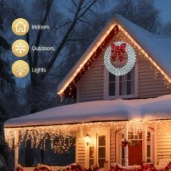 60 In. White Pre-Lit LED Artificial Christmas Wreath With Red Bow And Multi-Color Lights -Christmas Decor Shop karl home christmas wreaths k1g61000222 fa 1000