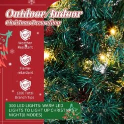 72 In. Pre-lit Artificial Christmas Wreath With Red Bow 1200 Branches 300 LED Lights 17 72 In. Pre-lit Artificial Christmas Wreath With Red Bow 1200 Branches 300 LED Lights -Christmas Decor Shop karl home christmas wreaths k1g61000563 44 1000