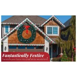 72 In. Pre-lit Artificial Christmas Wreath With Red Bow 1200 Branches 300 LED Lights 13 72 In. Pre-lit Artificial Christmas Wreath With Red Bow 1200 Branches 300 LED Lights -Christmas Decor Shop karl home christmas wreaths k1g61000563 66 1000