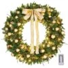 48 In. Green Pre-Lit LED Artificial Christmas Wreath With Pinecones And Gold Ornaments -Christmas Decor Shop karl home christmas wreaths k1g61000564 64 1000