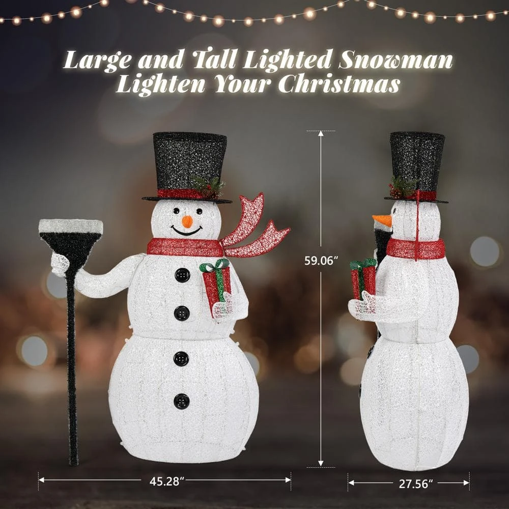 59 In. White LED Snowman Christmas Yard Decor 6 59 In. White LED Snowman Christmas Yard Decor - Image 4