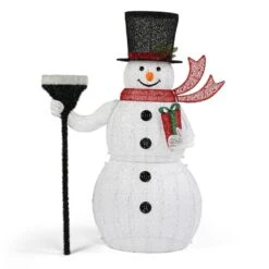 59 In. White LED Snowman Christmas Yard Decor
