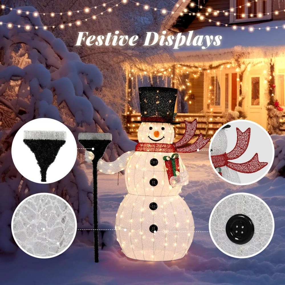 59 In. White LED Snowman Christmas Yard Decor 9 59 In. White LED Snowman Christmas Yard Decor - Image 7