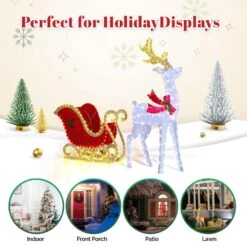 5 Ft. Lighted Reindeer With Sleigh Christmas Yard Decorations -Christmas Decor Shop karl home christmas yard decorations k1g61000431 76 1000