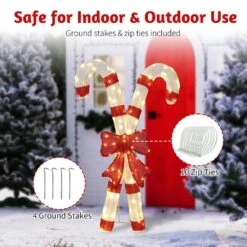 33 In. Lighted Candy Cane With Red Bowknot Christmas Decorations -Christmas Decor Shop karl home christmas yard decorations k1g61000514 76 1000
