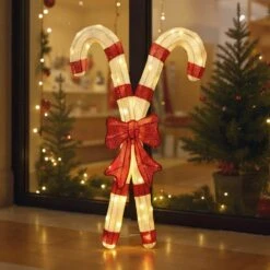 33 In. Lighted Candy Cane With Red Bowknot Christmas Decorations -Christmas Decor Shop karl home christmas yard decorations k1g61000514 c3 1000