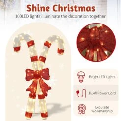 33 In. Lighted Candy Cane With Red Bowknot Christmas Decorations -Christmas Decor Shop karl home christmas yard decorations k1g61000514 fa 1000