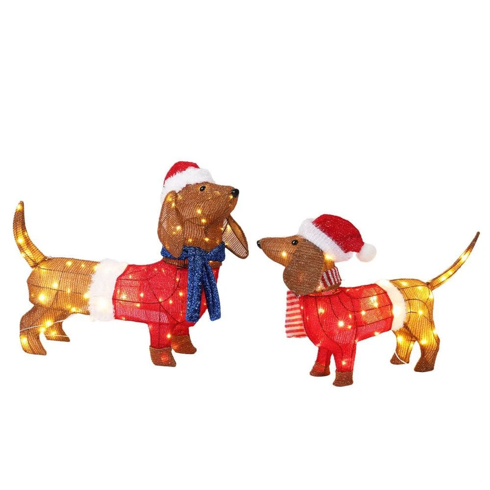 2PCS 28 In. Lighted Dachshund Dogs Christmas Decoration 3 2PCS 28 In. Lighted Dachshund Dogs Christmas Decoration