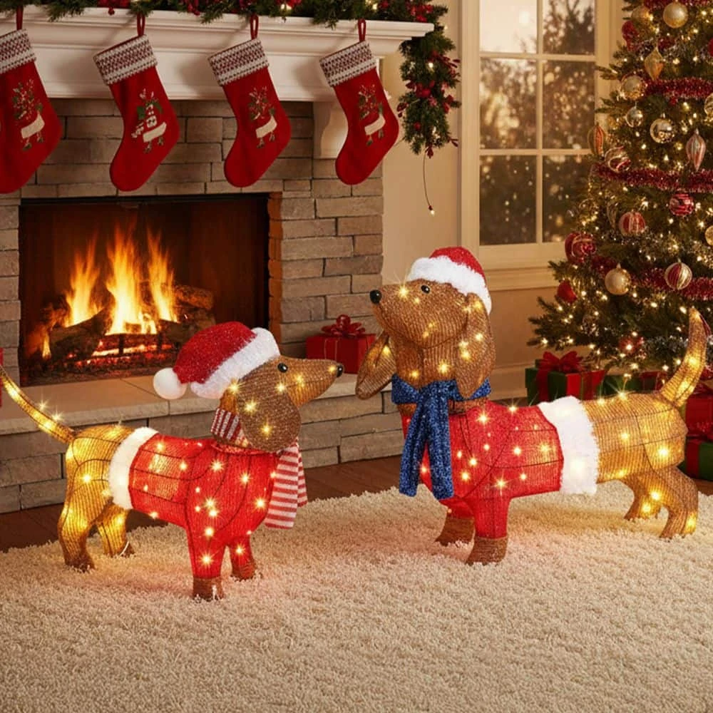 2PCS 28 In. Lighted Dachshund Dogs Christmas Decoration 4 2PCS 28 In. Lighted Dachshund Dogs Christmas Decoration - Image 2