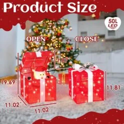 12 In. Red Motorized Gift Box Christmas Decorations With Motor And 60 LED Lights 12 12 In. Red Motorized Gift Box Christmas Decorations With Motor And 60 LED Lights -Christmas Decor Shop karl home christmas yard decorations k1g61000531 1f 1000