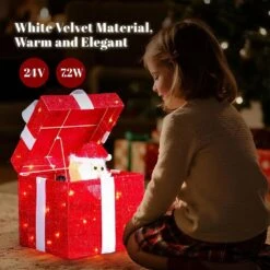 12 In. Red Motorized Gift Box Christmas Decorations With Motor And 60 LED Lights 13 12 In. Red Motorized Gift Box Christmas Decorations With Motor And 60 LED Lights -Christmas Decor Shop karl home christmas yard decorations k1g61000531 44 1000