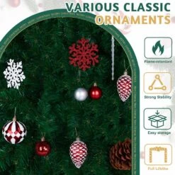 8. 5ft Pre-lit PVC Christmas Arch With 350 LED Lights And Bow And Ornaments -Christmas Decor Shop karl home christmas yard decorations k1g61000557 1f 1000